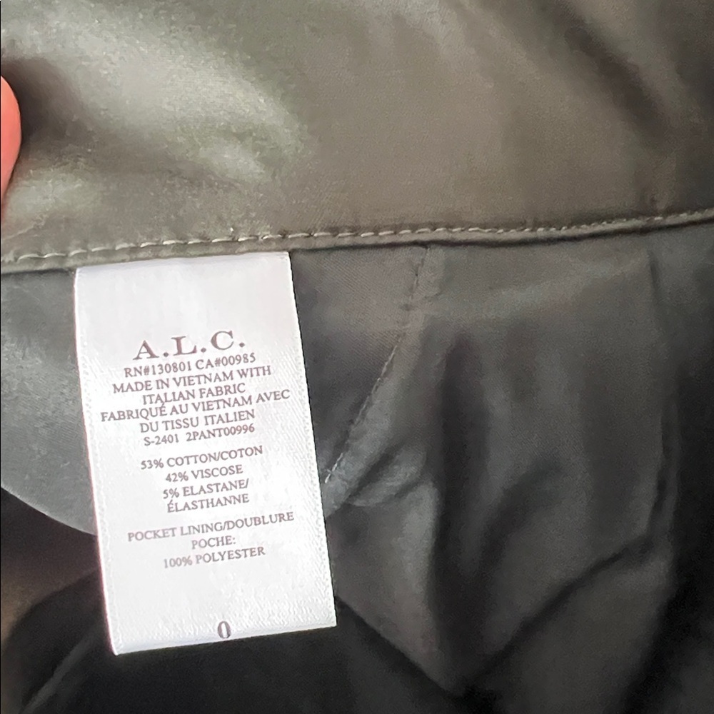A.L.C. Bennett Wide Leg Pleated Sateen Trouser Style Baggy Relaxed Pant Mossy 0 - Picture 10 of 13